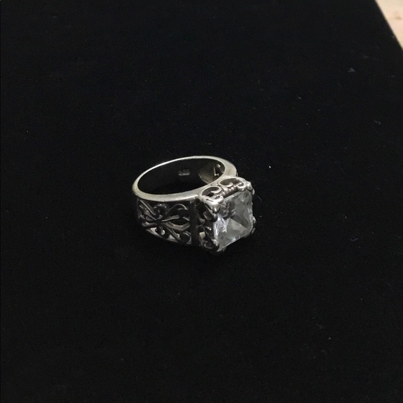 🚨 Vintage Sterling Silver Beautiful Quality Large Crystal Ring Size 8